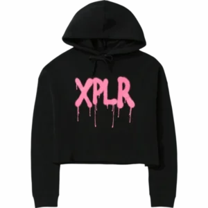 3D Cropped Graffiti Hoodie Front