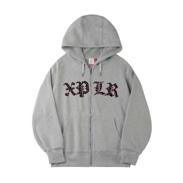 Big Bling Grey ZipUp Hoodie Front