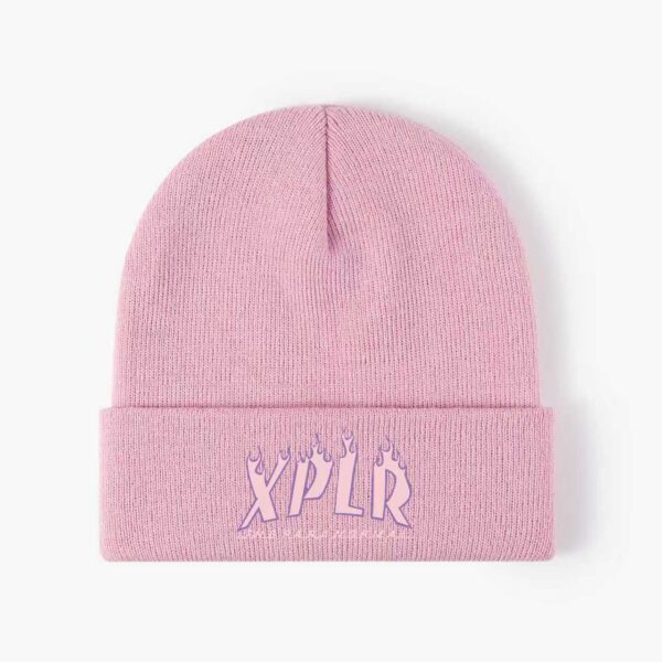Flames Beanie Pink Front