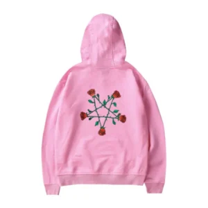 Pentagram Roses Hoodie Pink Back