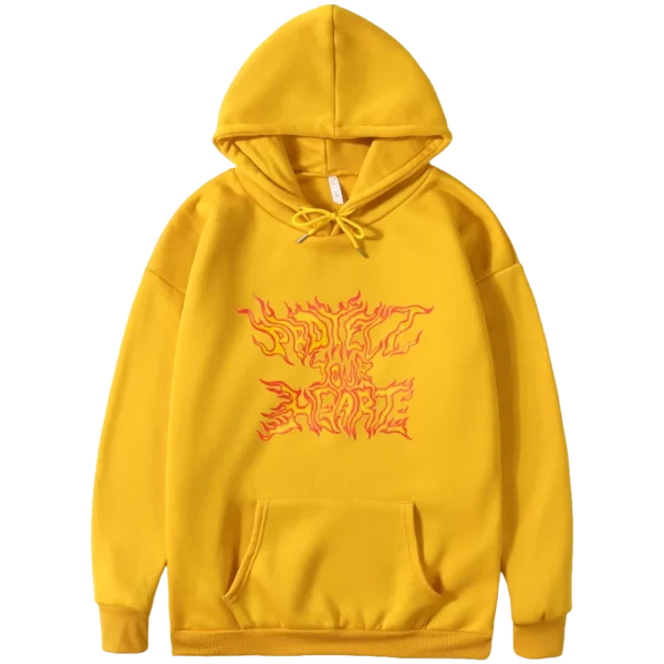 Protect Your Heart Flames Hoodie – Gold Front