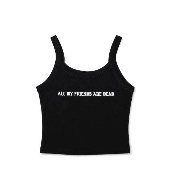 All My Friends Are Dead Tee Black - Puff Print Tank Top Front