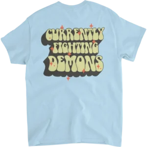 XPLR Currently Fighting Demons T-Shirt – Light Blue Back